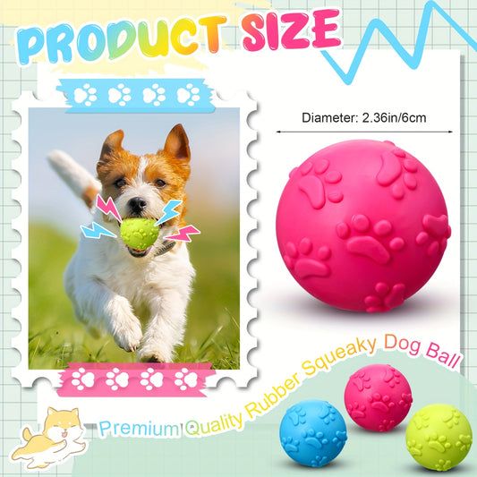 24pcs Squeaky Balls for Dogs Rubber Squeaky Dog Toys Bulk 2.36 Inch Dog Toys Ball Interactive Chewing Ball for Medium And Small Dogs Puppy, 3 Colors, Puppy Teething Toys, Pet Playtime, Petsafe Material, Small Puppy Toys, Pupp
