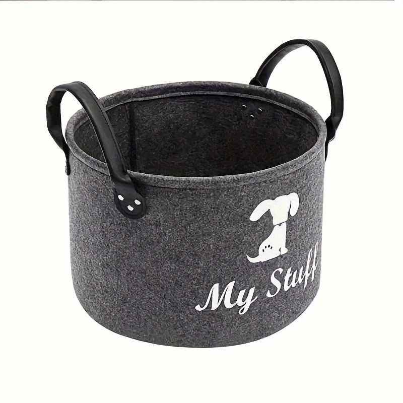 Cute Tiger Design Felt Pet Toy Storage Basket | Collapsible Organizer for Cat & Dog Toys and Accessories
