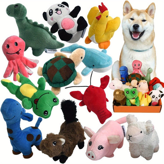 Squeaky Plush Dog Toy Bulk Pack | Cute Soft Stuffed Chew Toys for Small & Medium Dogs