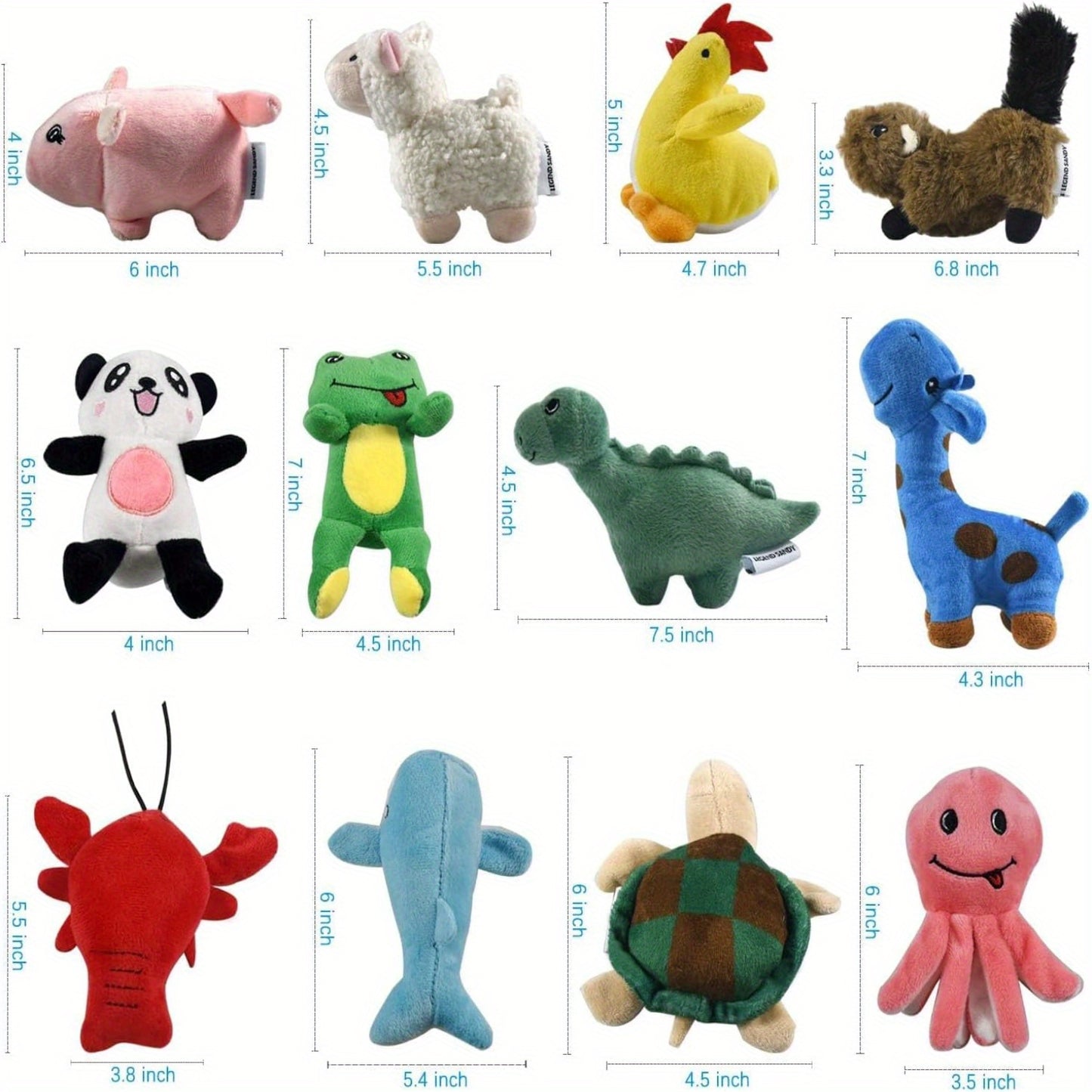 Squeaky Plush Dog Toy Bulk Pack | Cute Soft Stuffed Chew Toys for Small & Medium Dogs