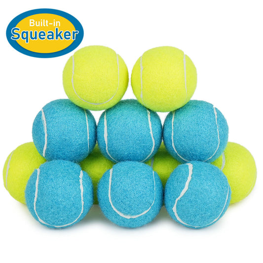 Balles de tennis couineuses pour chiens, lot de 12 | Jouet interactif pour chiens de taille moyenne et grande, 6,35 cm