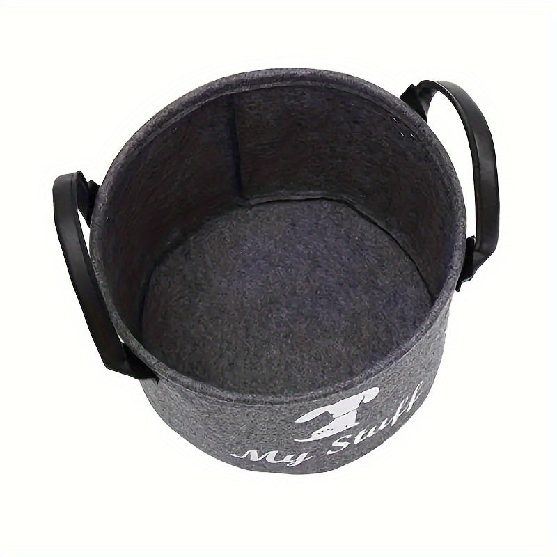 Cute Tiger Design Felt Pet Toy Storage Basket | Collapsible Organizer for Cat & Dog Toys and Accessories