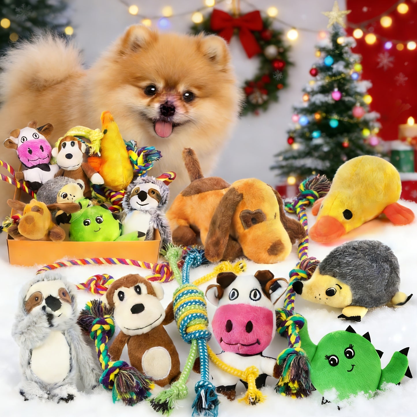 Squeaky Plush Dog Toy Bulk Pack | Cute Soft Stuffed Chew Toys for Small & Medium Dogs
