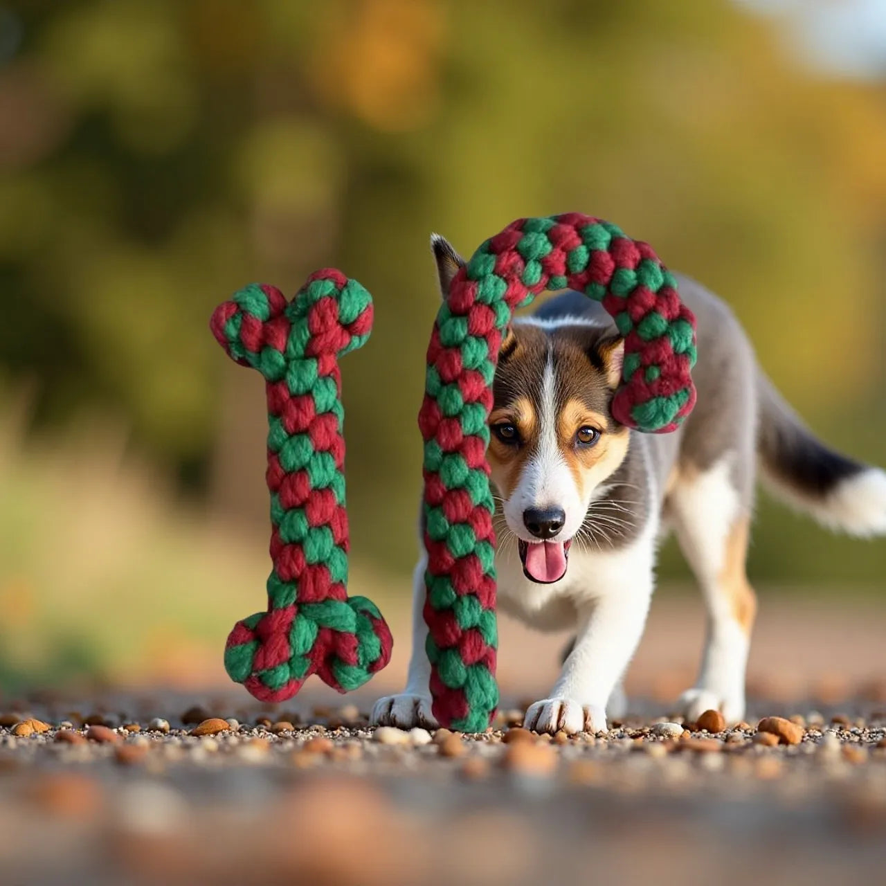 Christmas Pet Cotton Rope Cane Toy Set Bite-resistant Molar Interactive Dog Toy Teeth Clean Festive Toy For Small Medium Dogs
