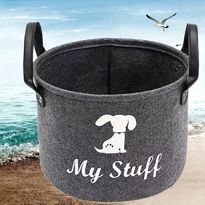Cute Tiger Design Felt Pet Toy Storage Basket | Collapsible Organizer for Cat & Dog Toys and Accessories