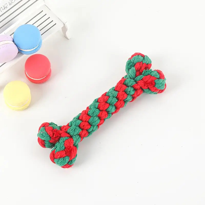 Lot de 3 jouets de Noël en corde pour chien | Jouet à mâcher et à tirer résistant en forme de canne à sucre pour chiots et mâcheurs agressifs
