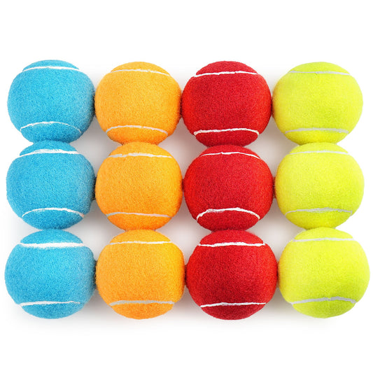 Balles de tennis couineuses pour chiens, lot de 12 | Jouet interactif pour chiens de taille moyenne et grande, 6,35 cm