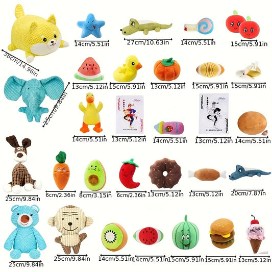Lot de 14 jouets couineurs en peluche douce pour chiens | Jouets interactifs à mordre pour la stimulation mentale et les chiots de toutes races